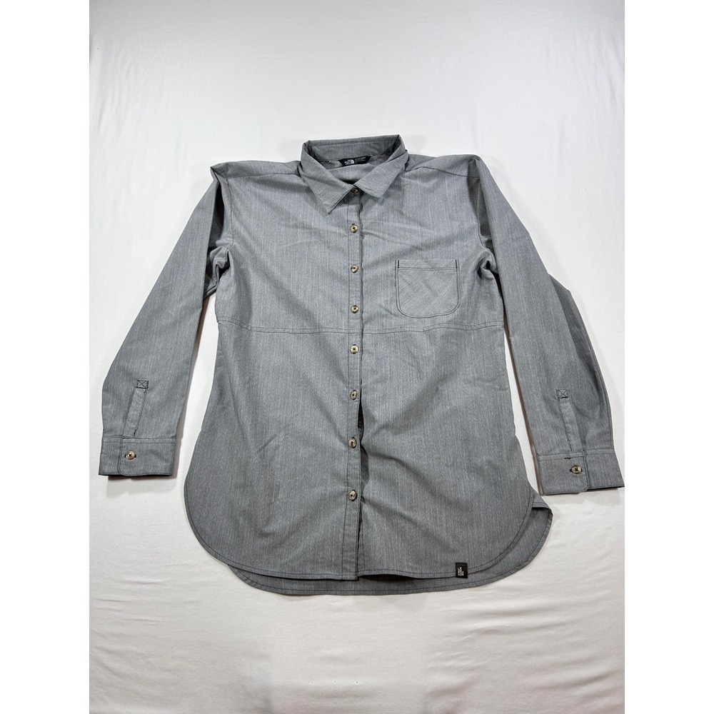 The North Face Womens Gray Long Sleeve Button Down Hiking Shirt Large